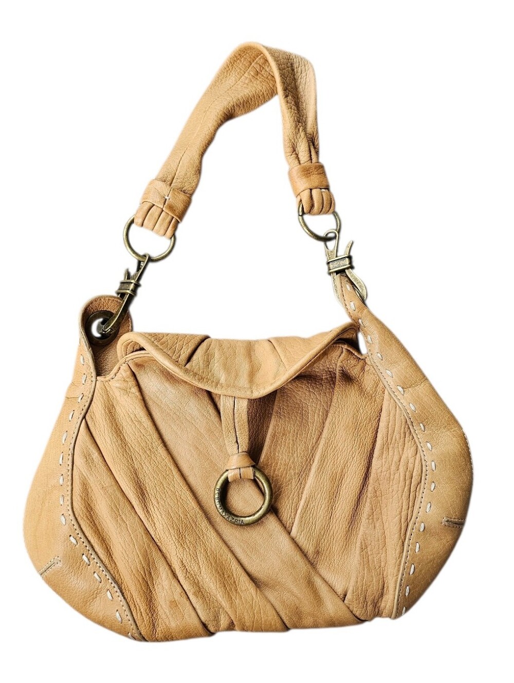 Y2k Vintage BCBG MAXAZRIA Soft Tan Leather Shoulder Bag Stylish Hobo